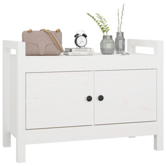 Hall Bench - White 80x40x60 cm, Solid Pine Wood, Multi-Functional Entryway Storage