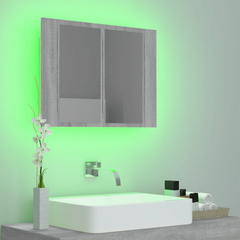 LED Mirror Cabinet Grey Sonoma 60x12x45 cm Engineered Wood