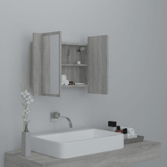 LED Mirror Cabinet Grey Sonoma 60x12x45 cm Engineered Wood