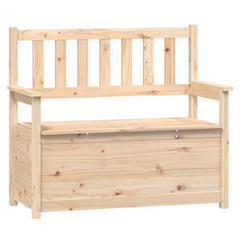 Wooden Storage Bench - 112.5x51.5x96.5 cm, Solid Pine Wood, Rustic Design with Backrest & Armrests