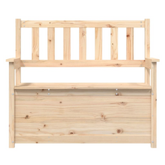 Wooden Storage Bench - 112.5x51.5x96.5 cm, Solid Pine Wood, Rustic Design with Backrest & Armrests