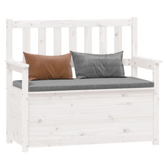 White Solid Pine Wood Bench - 112.5x51.5x96.5 cm - Stylish & Functional with Ample Storage