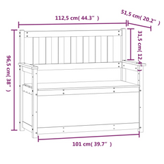 White Solid Pine Wood Bench - 112.5x51.5x96.5 cm - Stylish & Functional with Ample Storage