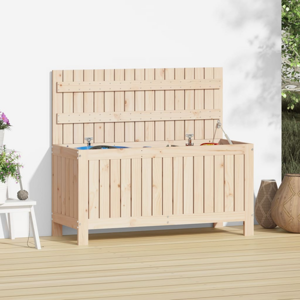 Solid Pine Wood Garden Storage Box - 108x42.5x54 cm, Weather-Resistant Outdoor Chest