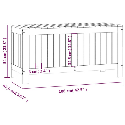 Solid Pine Wood Garden Storage Box - 108x42.5x54 cm, Weather-Resistant Outdoor Chest