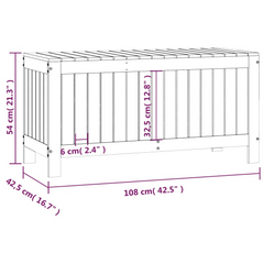 Solid Pine Wood Garden Storage Box - 108x42.5x54 cm, Weather-Resistant Outdoor Chest