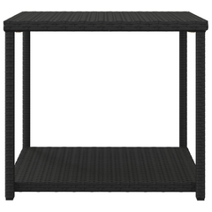 Black Poly Rattan Side Table – 2-Layer, Stylish & Durable, 55x45x49 cm