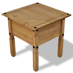 Rustic Mexican Pine Side Table - Corona Range, 53.5x53.5x55 cm - Versatile Wooden End Table/Nightstand