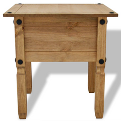 Rustic Mexican Pine Side Table - Corona Range, 53.5x53.5x55 cm - Versatile Wooden End Table/Nightstand