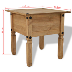 Rustic Mexican Pine Side Table - Corona Range, 53.5x53.5x55 cm - Versatile Wooden End Table/Nightstand