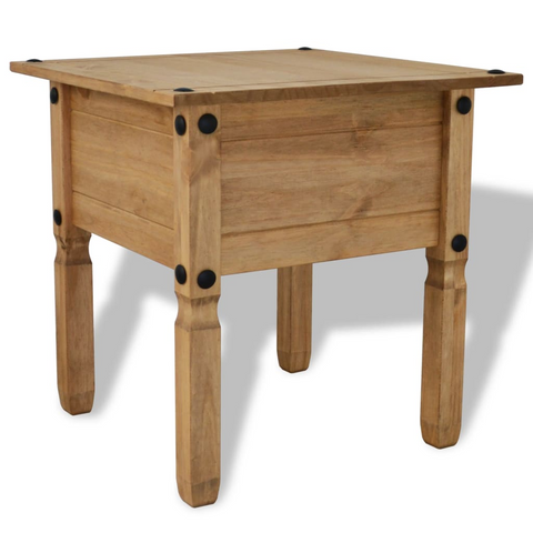 Rustic Mexican Pine Side Table - Corona Range, 53.5x53.5x55 cm - Versatile Wooden End Table/Nightstand