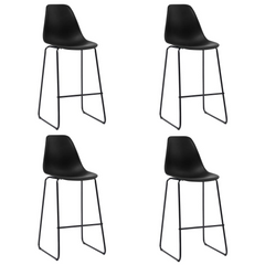 5 Piece Bar Set - Modern Black Plastic Pub Chairs & Oak MDF Bar Table