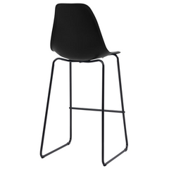 5 Piece Bar Set - Modern Black Plastic Pub Chairs & Oak MDF Bar Table