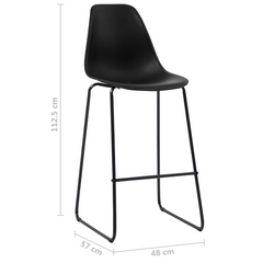 5 Piece Bar Set - Modern Black Plastic Pub Chairs & Oak MDF Bar Table