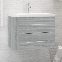 Grey Sonoma Sink Cabinet with Built-in Basin | Stylish & Durable Engineered Wood