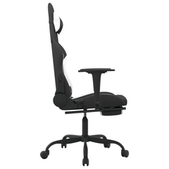 Ultimate Gaming Chair with Footrest - Black & White Fabric, Adjustable Comfort