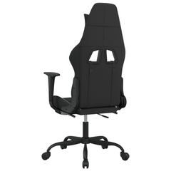 Ultimate Gaming Chair with Footrest - Black & White Fabric, Adjustable Comfort