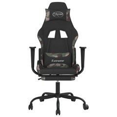 Premium Gaming Chair with Footrest - Black and Camouflage Fabric | Adjustable, Comfortable, Durable