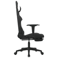 Gaming Chair with Footrest Black and White Fabric