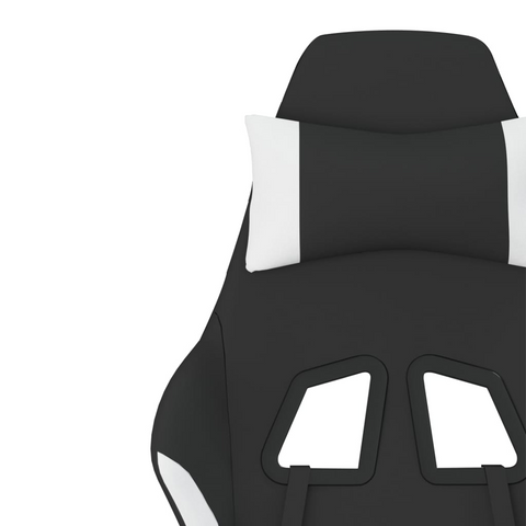 Gaming Chair with Footrest Black and White Fabric