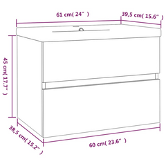 Elegant Grey Sonoma Sink Cabinet with Built-in Basin - Engineered Wood & Ceramic Construction