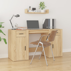 Elegant Desk with Cabinet - Sonoma Oak Engineered Wood | Ample Storage & Durable Build