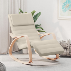 Rocking Chair in Luxurious Cream Fabric - Comfortable & Stylish Seating for Living Room & Bedroom