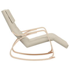 Rocking Chair in Luxurious Cream Fabric - Comfortable & Stylish Seating for Living Room & Bedroom