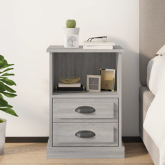 Grey Sonoma Bedside Cabinet 43x36x60 cm - Elegant & Durable Nightstand with Ample Storage