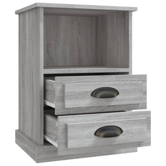 Grey Sonoma Bedside Cabinet 43x36x60 cm - Elegant & Durable Nightstand with Ample Storage