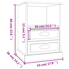 Grey Sonoma Bedside Cabinet 43x36x60 cm - Elegant & Durable Nightstand with Ample Storage