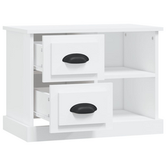 White Bedside Cabinet - Elegant 2-Drawer & 2-Compartment Nightstand for Bedroom Decor, 60x35.5x45 cm