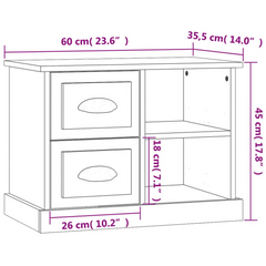 White Bedside Cabinet - Elegant 2-Drawer & 2-Compartment Nightstand for Bedroom Decor, 60x35.5x45 cm