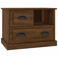 Rustic Brown Oak Bedside Cabinet with Ample Storage - 60x39x45 cm