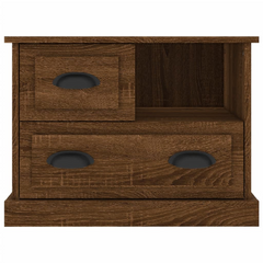 Rustic Brown Oak Bedside Cabinet with Ample Storage - 60x39x45 cm