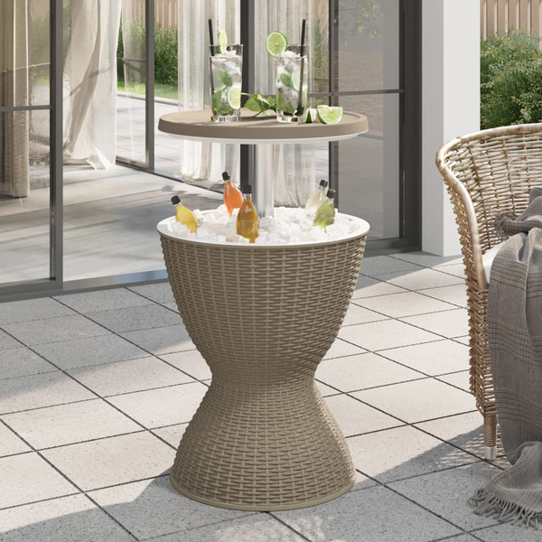 3-in-1 Ice Cooler Table | Light Brown Polypropylene | Outdoor Furniture