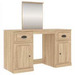 Sonoma Oak Dressing Table with Mirror - 130x50x132.5 cm | Elegant Vanity Desk with Ample Storage & Durable Materials