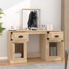 Sonoma Oak Dressing Table with Mirror - 130x50x132.5 cm | Elegant Vanity Desk with Ample Storage & Durable Materials