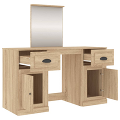 Sonoma Oak Dressing Table with Mirror - 130x50x132.5 cm | Elegant Vanity Desk with Ample Storage & Durable Materials