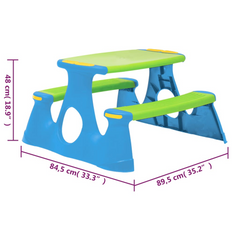 Children's Picnic Bench - Durable 89.5x84.5x48 cm Polypropylene - Perfect for Outdoor Play and Crafts