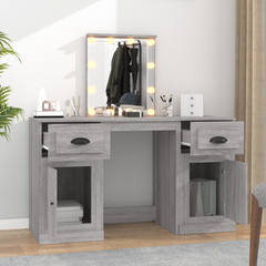 Grey Sonoma Dressing Table with LED Lights, Mirror & Storage - 130x50x132.5cm