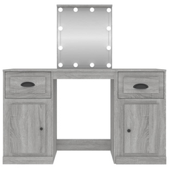 Grey Sonoma Dressing Table with LED Lights, Mirror & Storage - 130x50x132.5cm