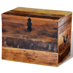 Reclaimed Solid Wood Storage Box – Antique-Style, Handcrafted, Multi-Colour, Eco-Friendly