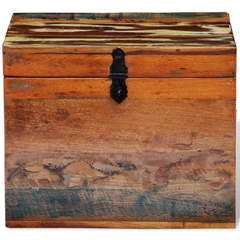 Reclaimed Solid Wood Storage Box – Antique-Style, Handcrafted, Multi-Colour, Eco-Friendly