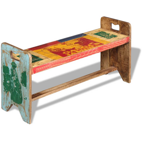 Solid Reclaimed Wood Bench - Multicoloured - 100x30x50 cm