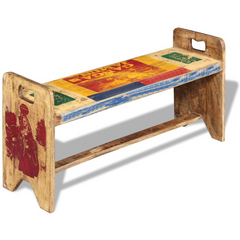 Solid Reclaimed Wood Bench - Multicoloured - 100x30x50 cm