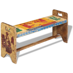 Solid Reclaimed Wood Bench - Multicoloured - 100x30x50 cm