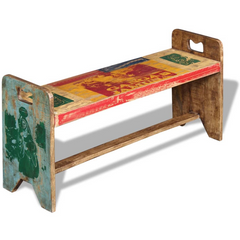 Solid Reclaimed Wood Bench - Multicoloured - 100x30x50 cm