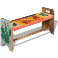 Solid Reclaimed Wood Bench - Multicoloured - 100x30x50 cm