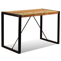 Dining Table Solid Reclaimed Wood 120 cm - Industrial Style, Durable & Unique